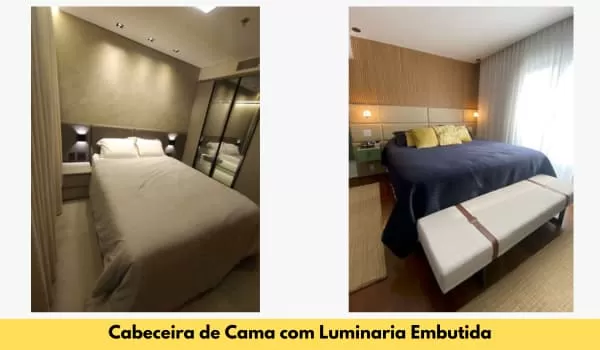 Iluminação do Quarto: A Chave para Transformar Seu Espaço de Descanso 1 Cabeceira de cama com luminaria embutida produto designer único
