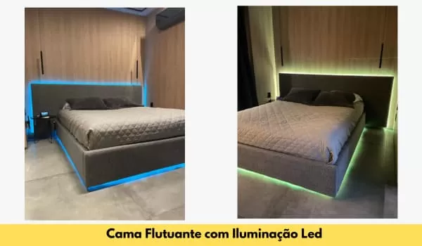 Iluminação do Quarto: A Chave para Transformar Seu Espaço de Descanso 3 Cama Flutuante com iluminação de led - produto Designer Unico